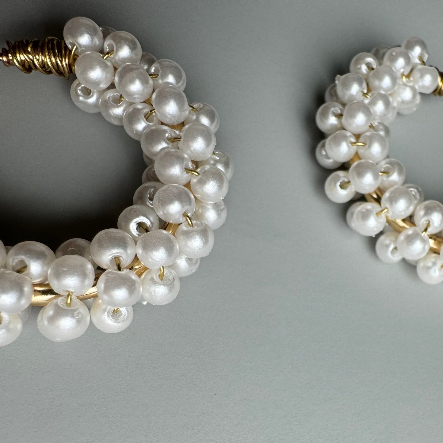 Seed Pearl Gold Hoop Earrings