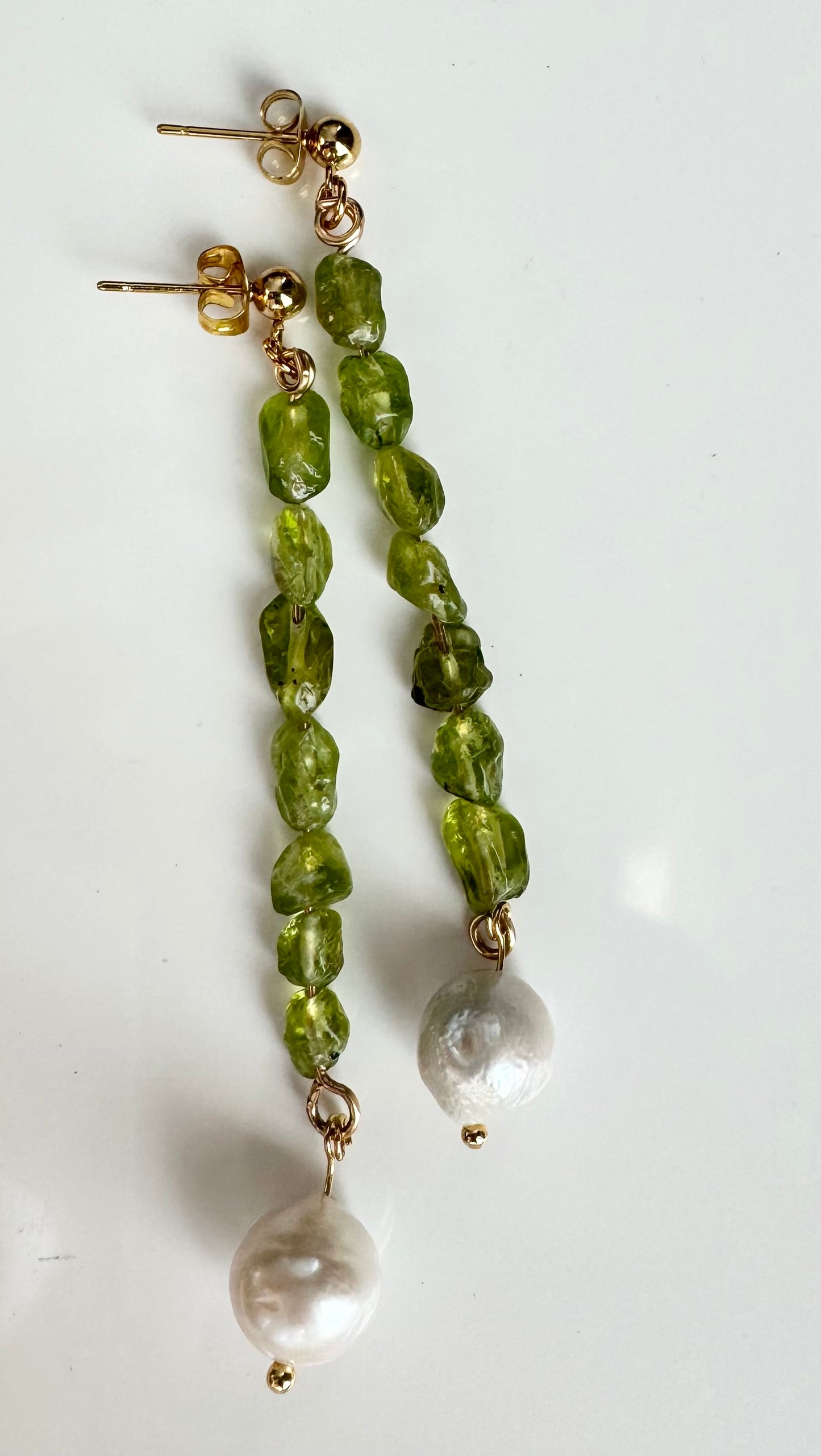 Apple Green Natural-Cut Peridot Dangle Earrings