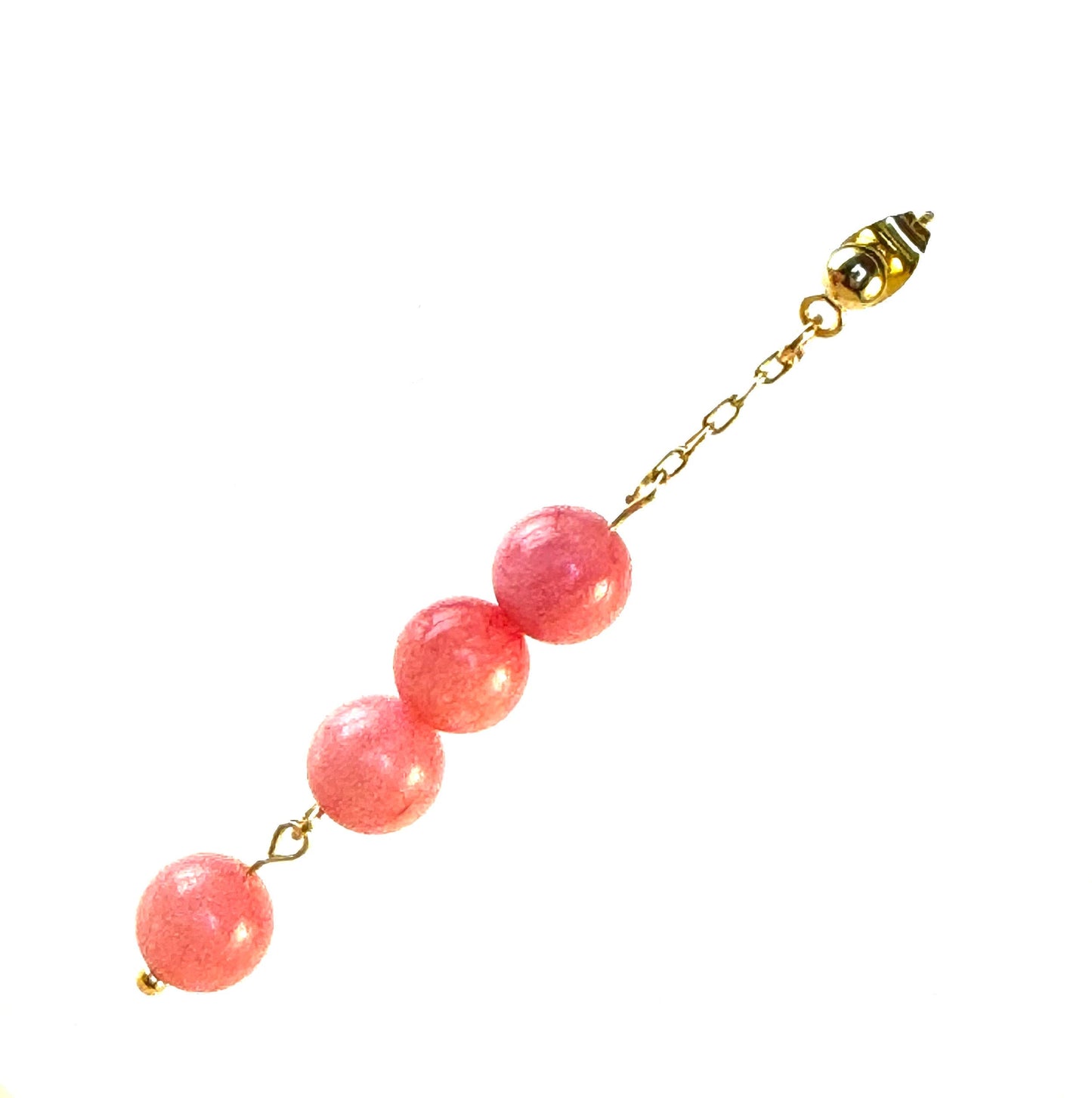 Rose Pink Tourmaline Dangle Earrings on Gold-Plated Chain