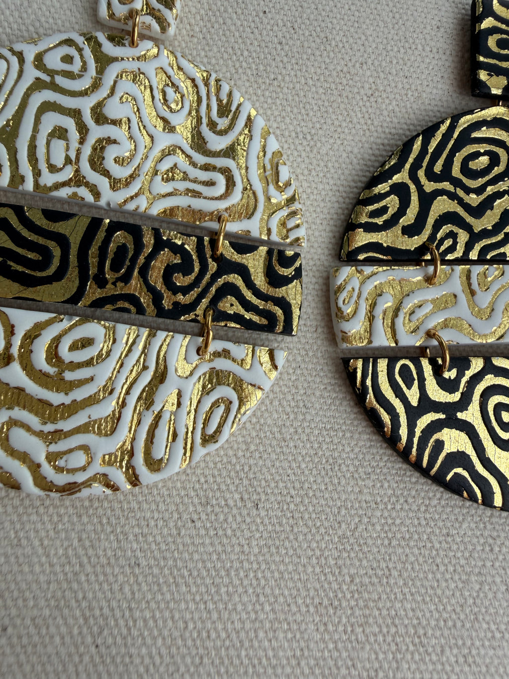 Topographic Circle Earrings — Mismatched Gold