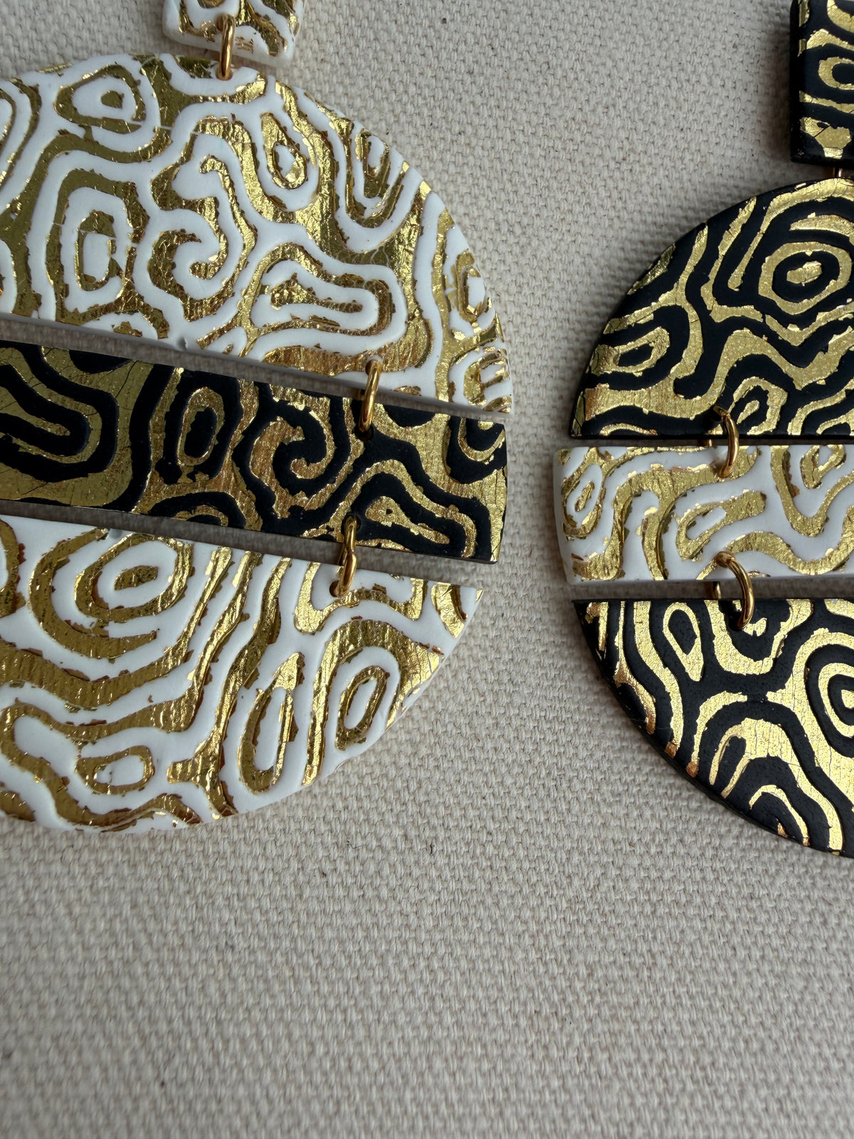 Topographic Circle Earrings — Mismatched Gold