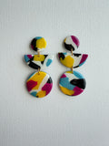 Abstract Splatter Three-Tier Drop Earrings