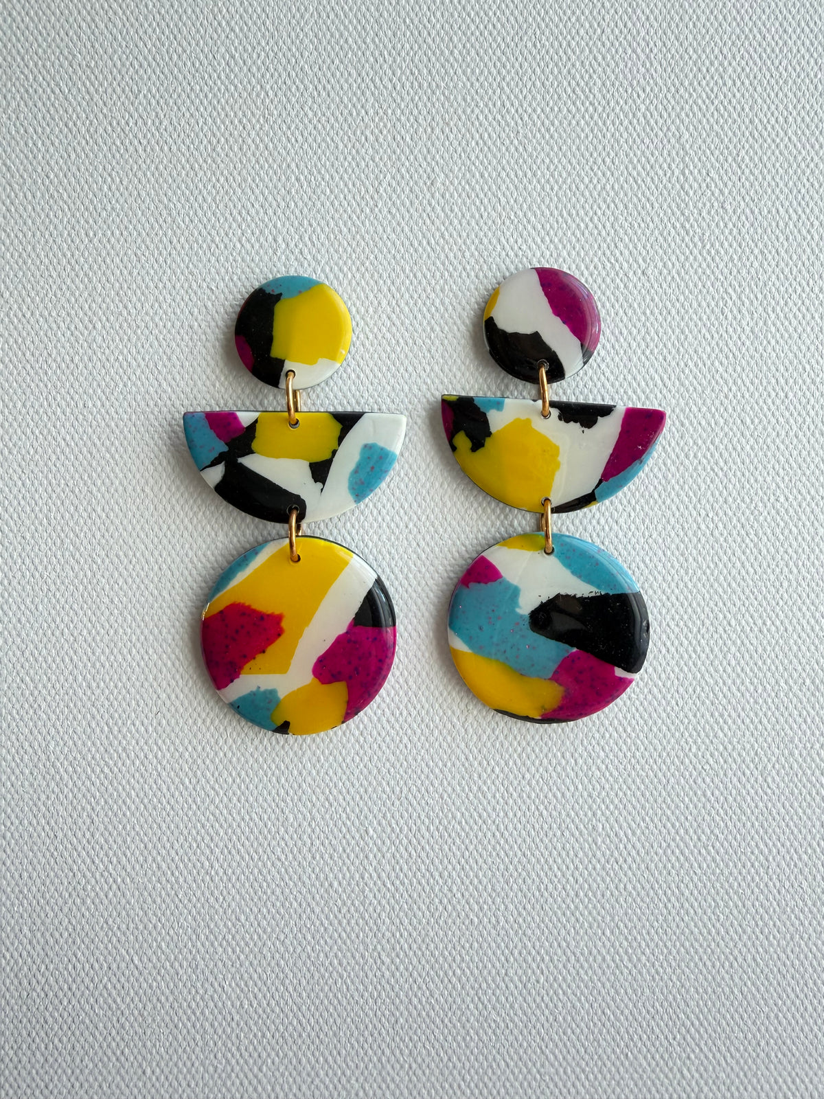 Abstract Splatter Three-Tier Drop Earrings