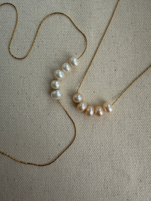 Blush Pearl Cluster Necklace — Waterproof Chain