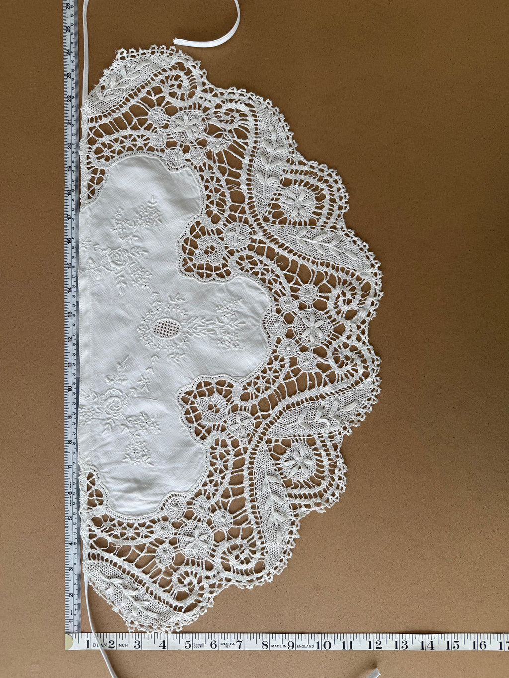 White Embroidered Linen Hair Kerchief