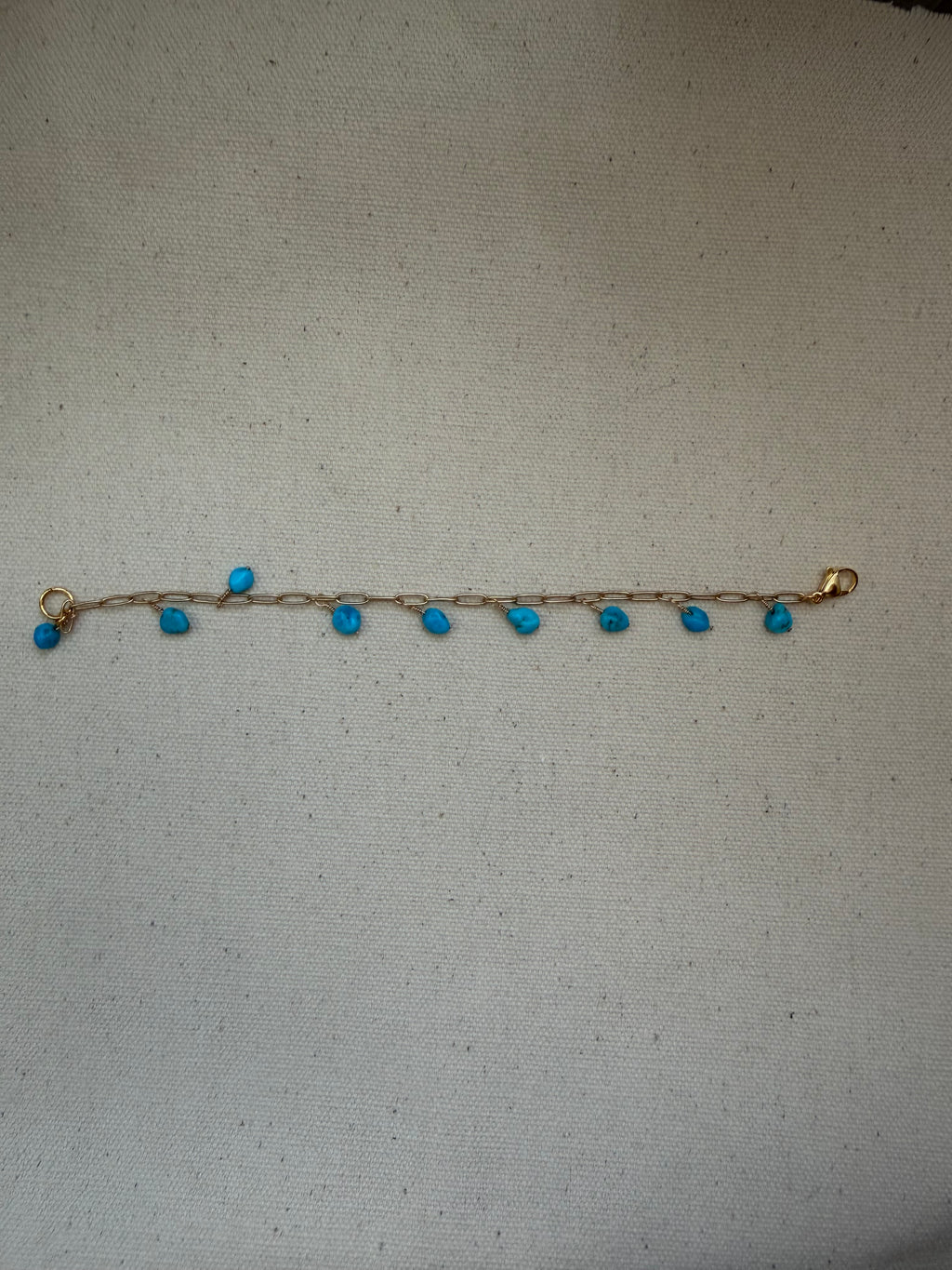 Turquoise Chip Fringe Bracelet — Paperclip Chain