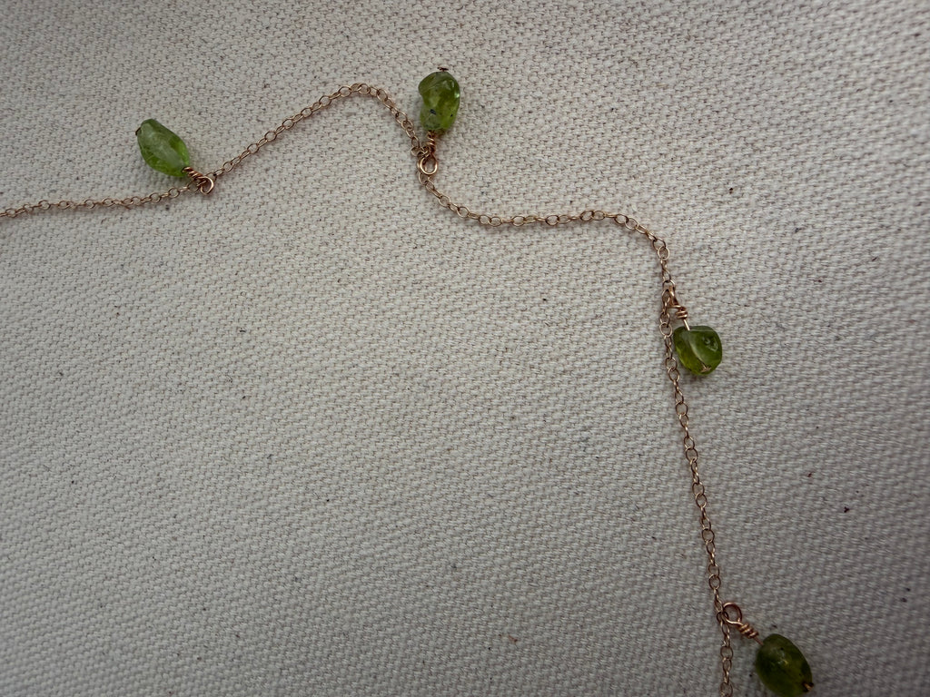 Peridot Drop Necklace — Gold Filled Chain