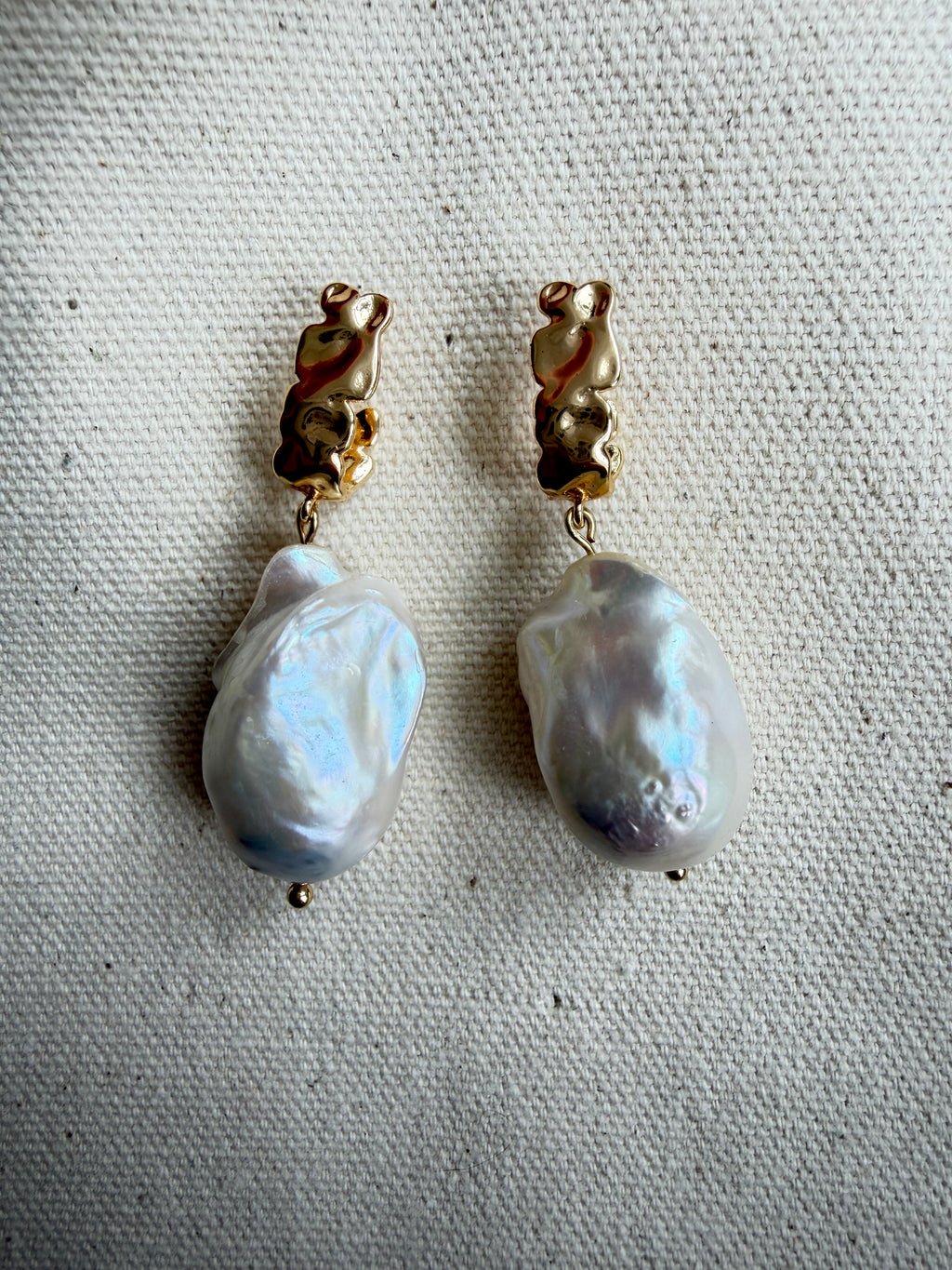 Baroque Pearl Huggie Drop Earrings