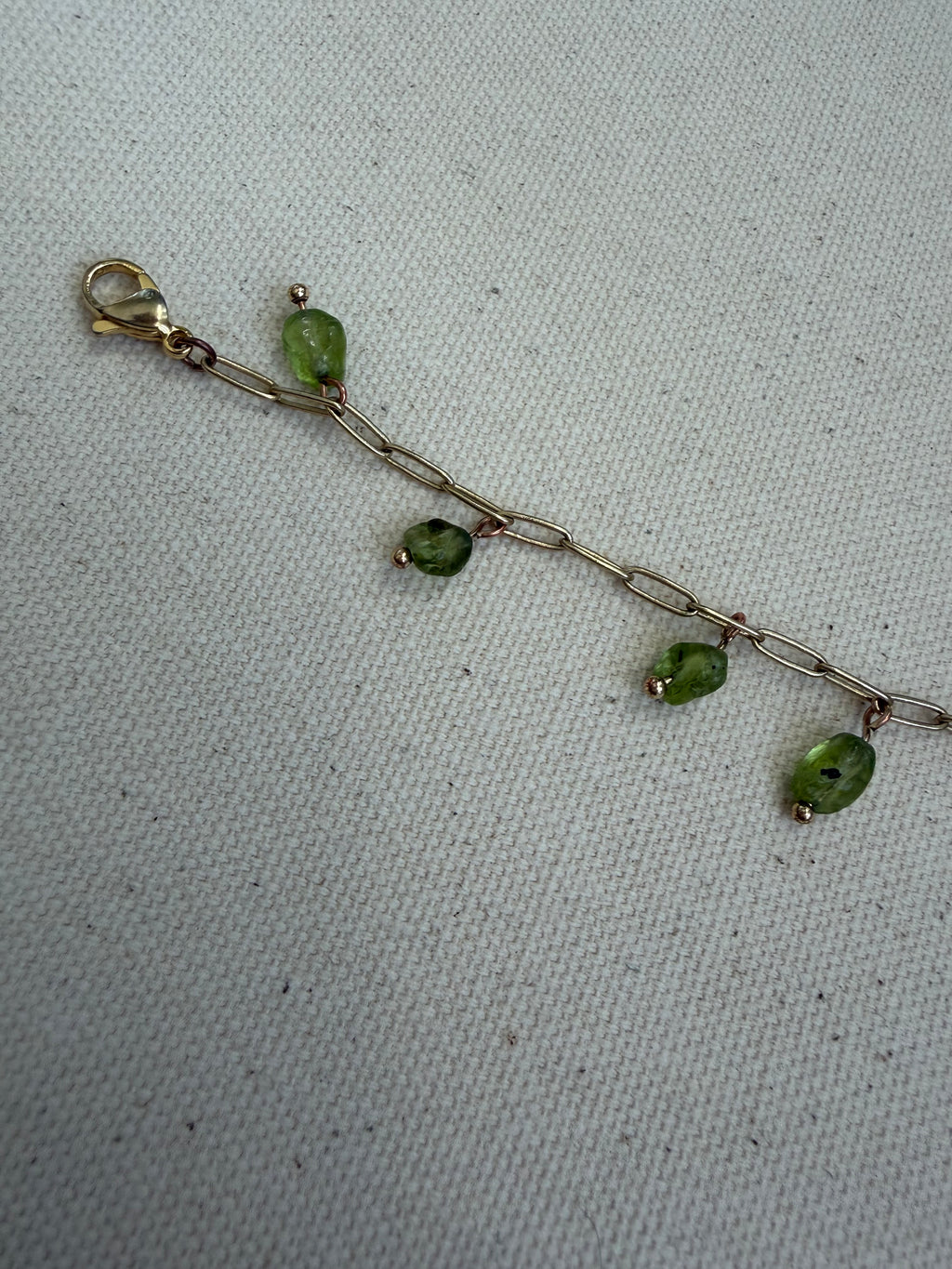 Peridot Fringe Bracelet — Paperclip Chain