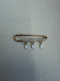 Ivory Macramé Safety Pin Earrings — Pearl Drops