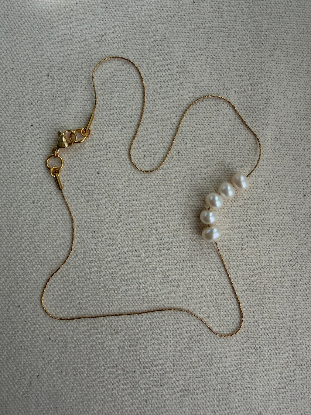 White Pearl Cluster Necklace — Waterproof Chain