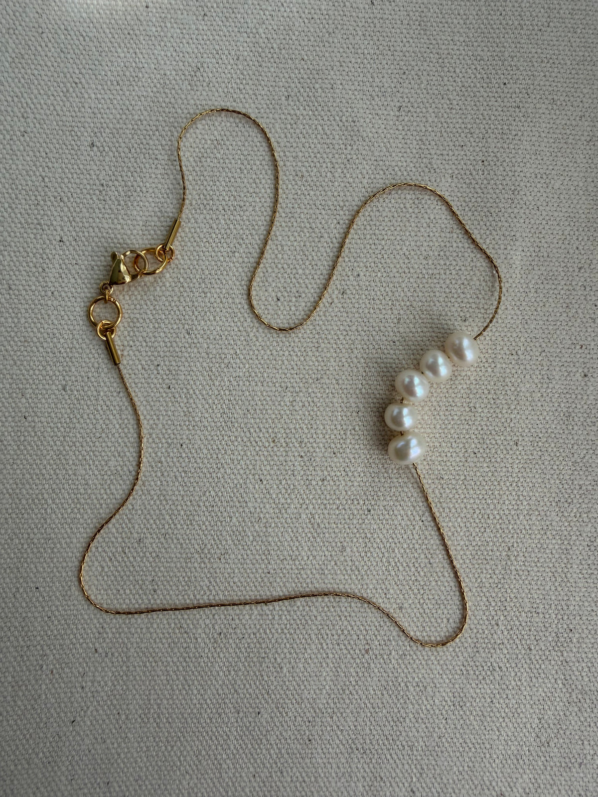 White Pearl Cluster Necklace — Waterproof Chain