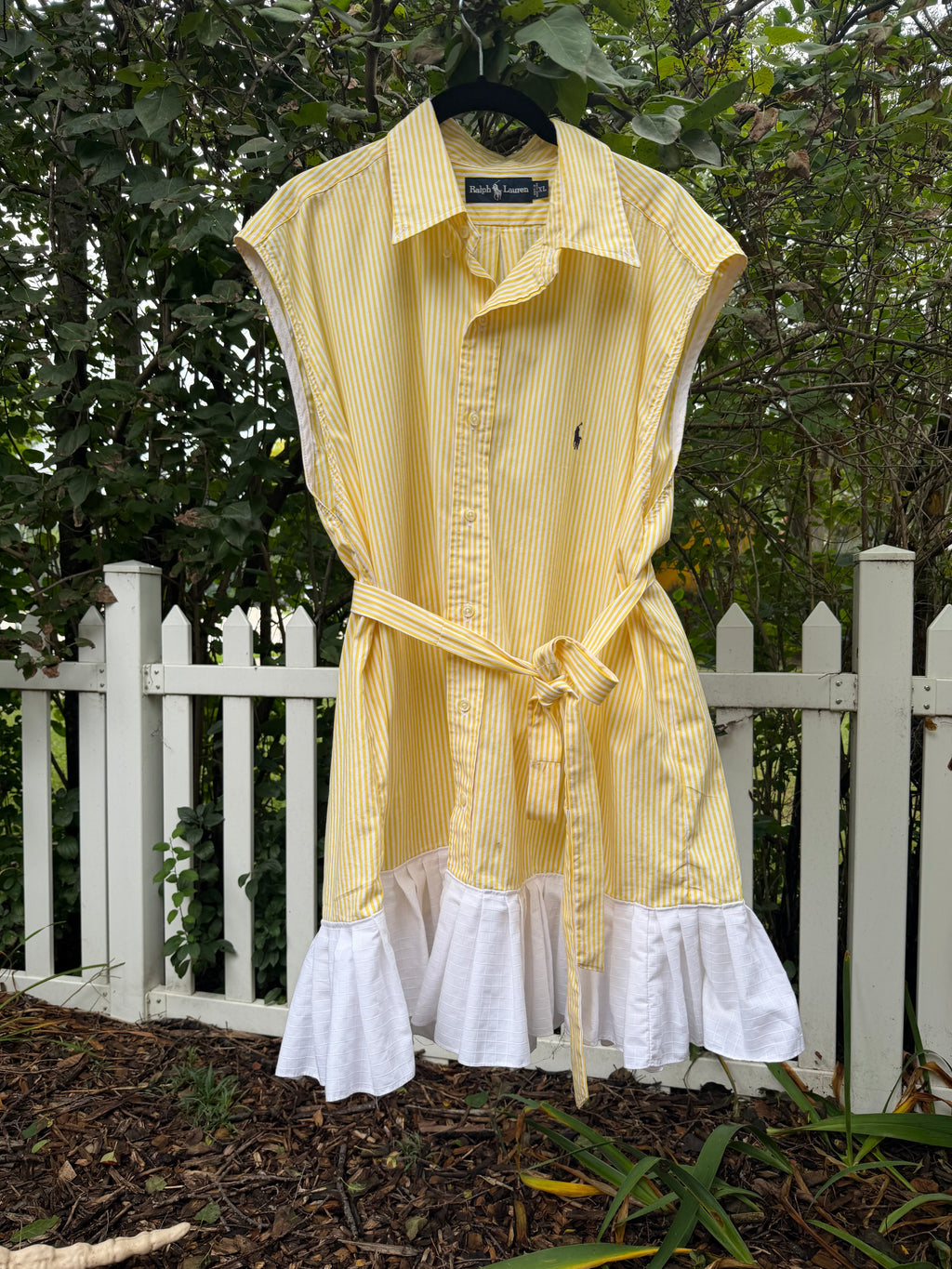 Upcycled Shirt Dress with Ruffle Hem - Made to Order