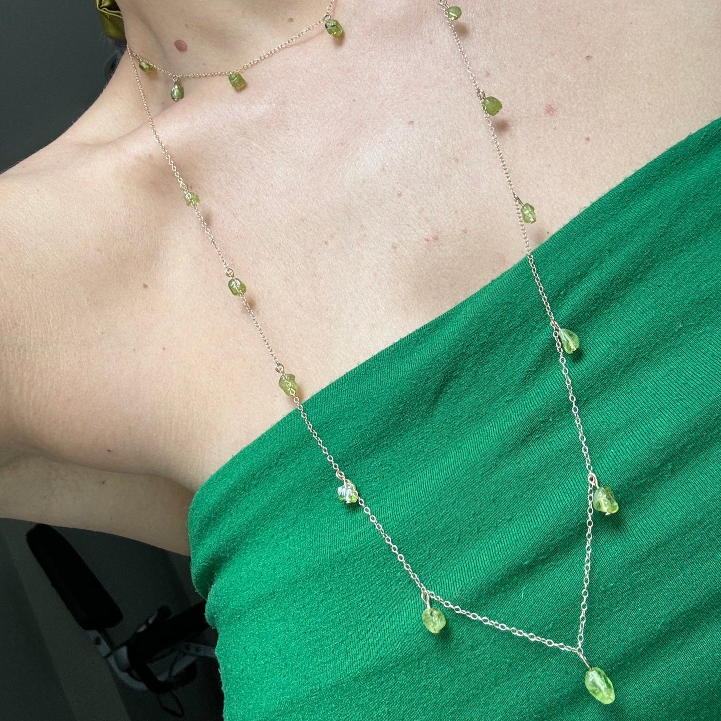 Nereid long necklace with peridot