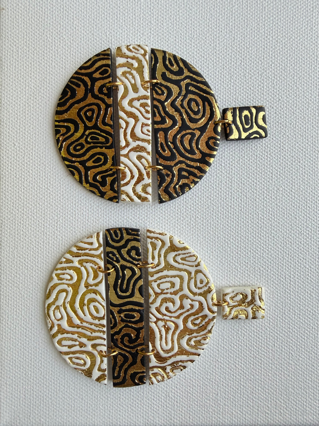 Topographic Circle Earrings — Mismatched Gold