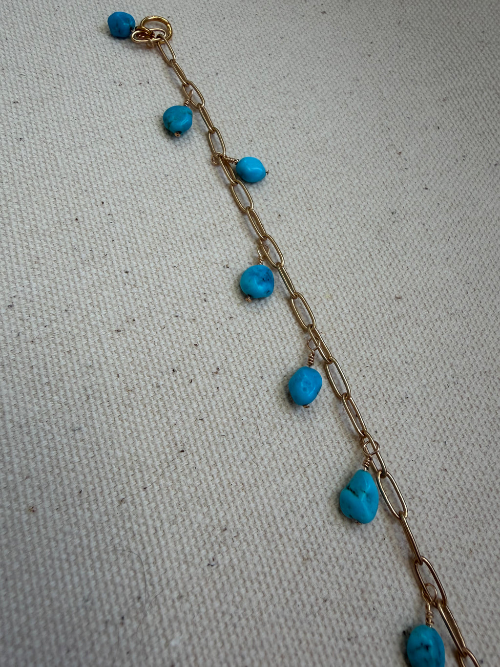 Turquoise Chip Fringe Bracelet — Paperclip Chain