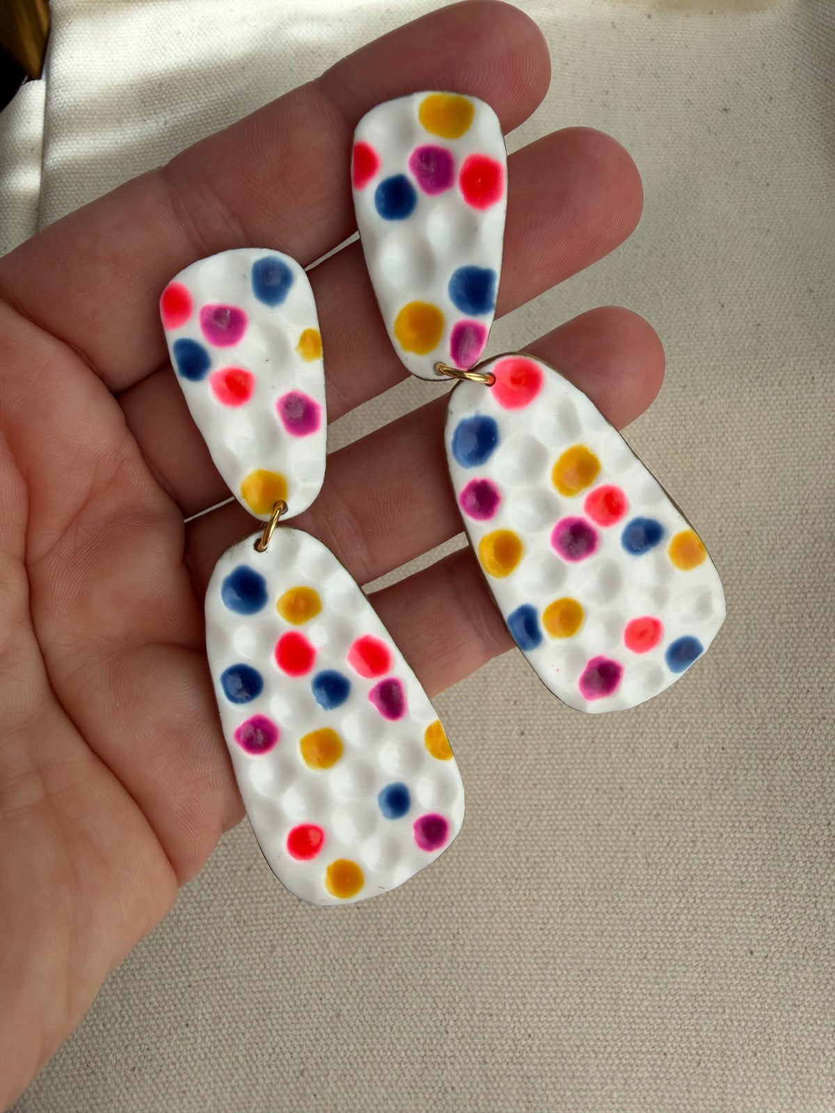 White Confetti Two-Tier Drop Earrings