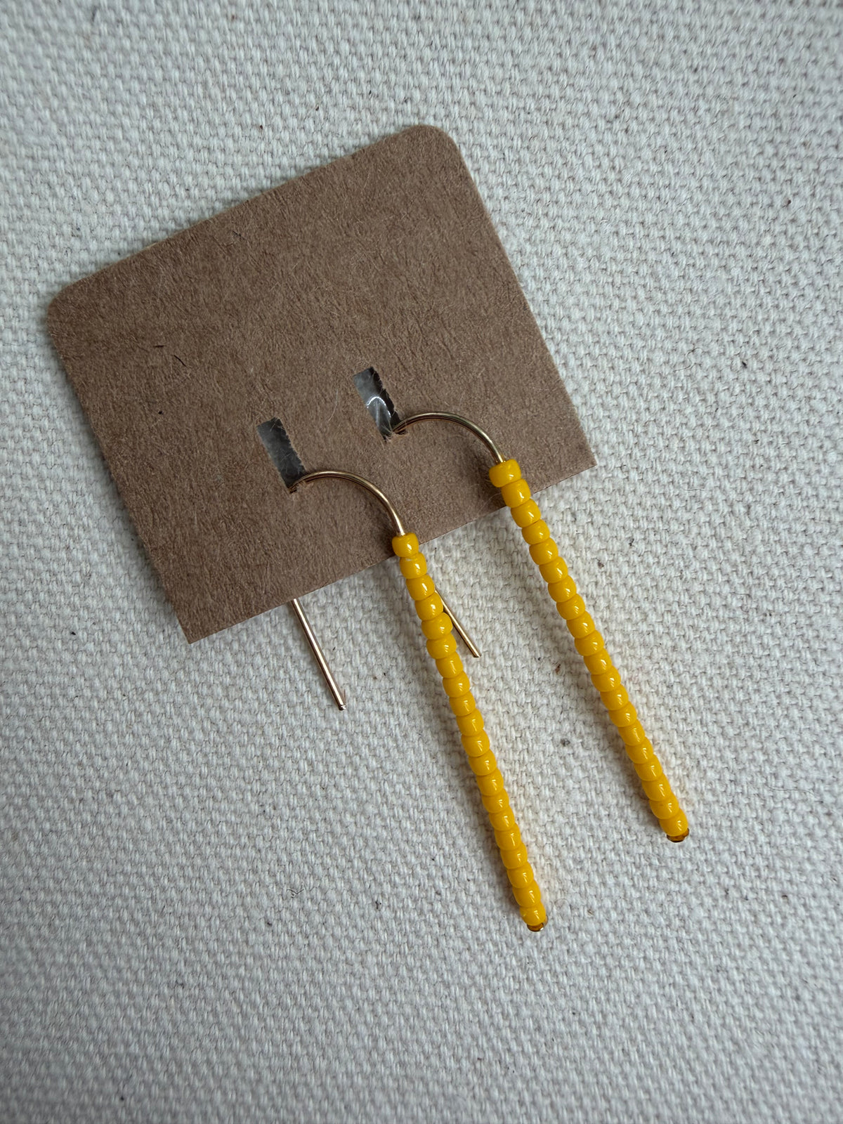 Seed Bead Threader Earrings — Yellow