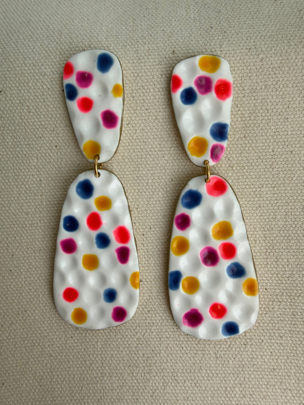 White Confetti Two-Tier Drop Earrings
