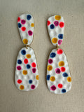 White Confetti Two-Tier Drop Earrings