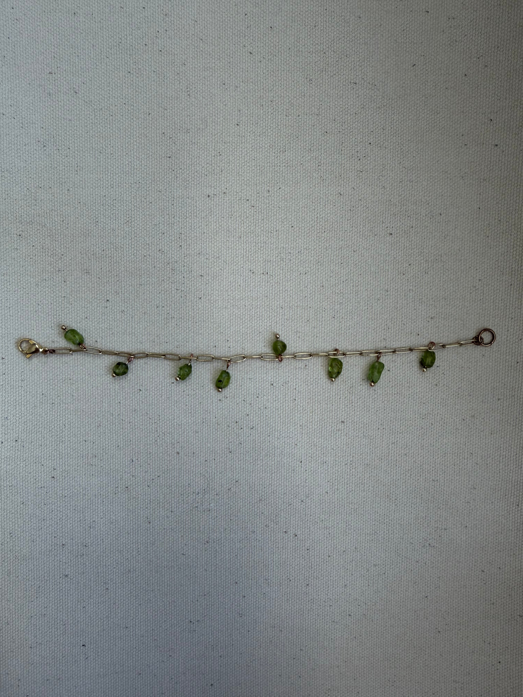 Peridot Fringe Bracelet — Paperclip Chain