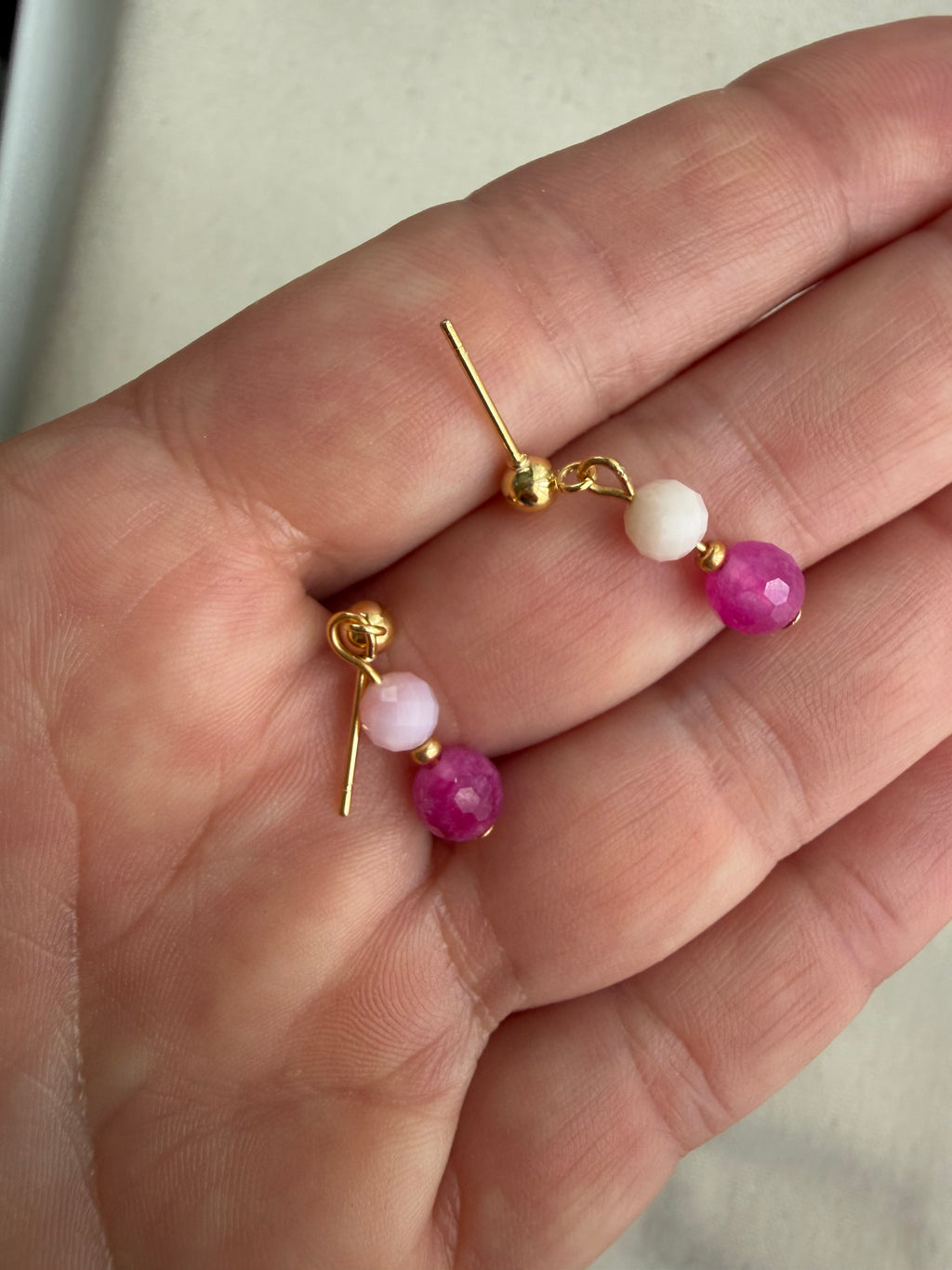 Blush & Magenta Tourmaline Stud Earrings