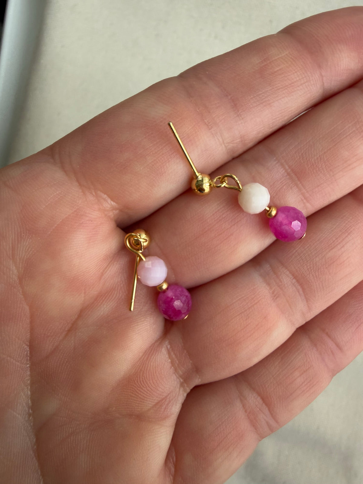 Blush & Magenta Tourmaline Stud Earrings