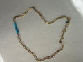 Turquoise Seed Bead Bar Necklace — Waterproof Chain