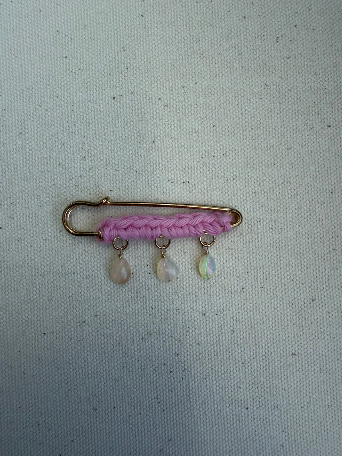 Blush Crochet Safety Pin Earrings — Ethiopian Opal