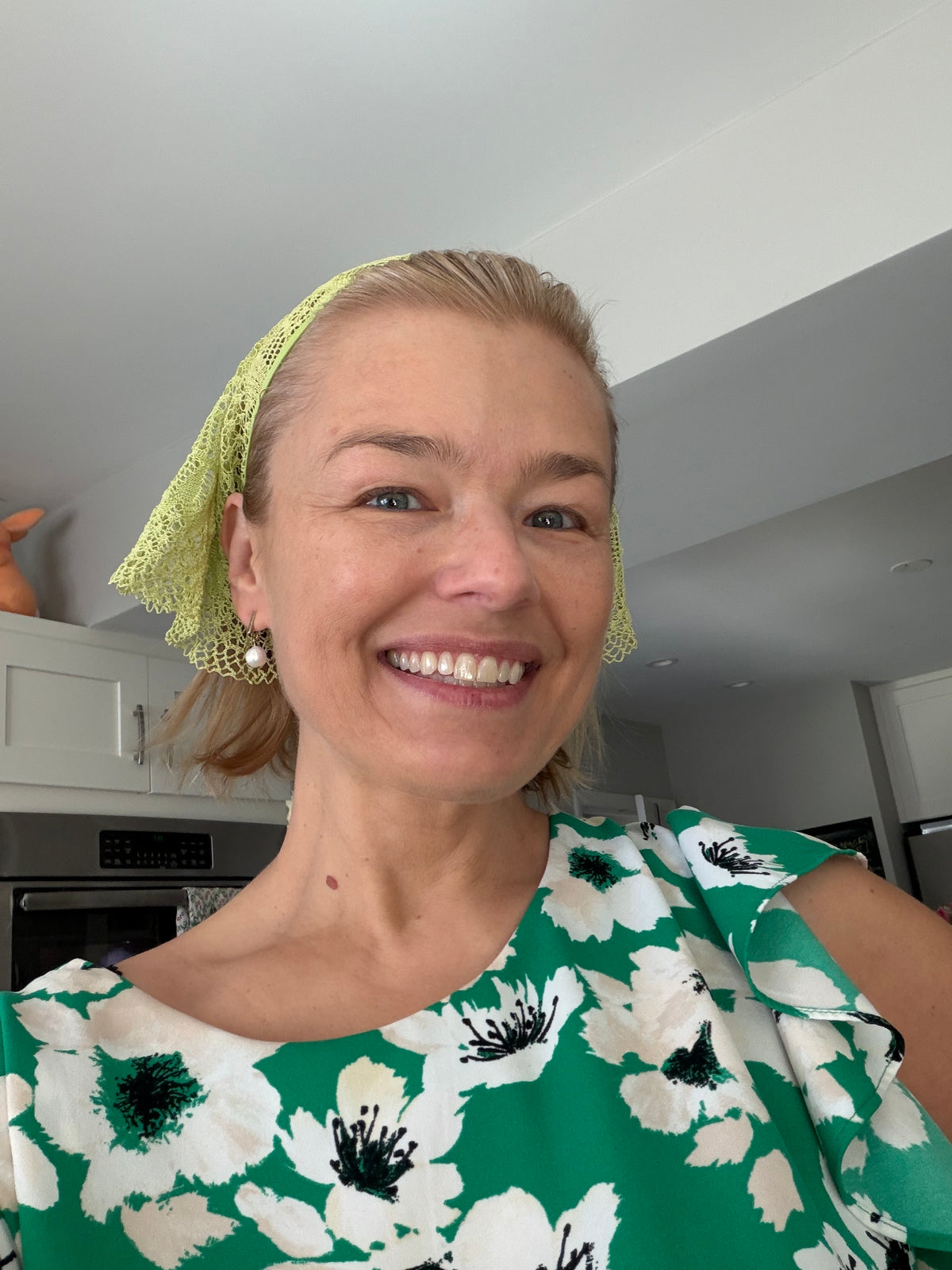 Sage Knit Lace Hair Kerchief