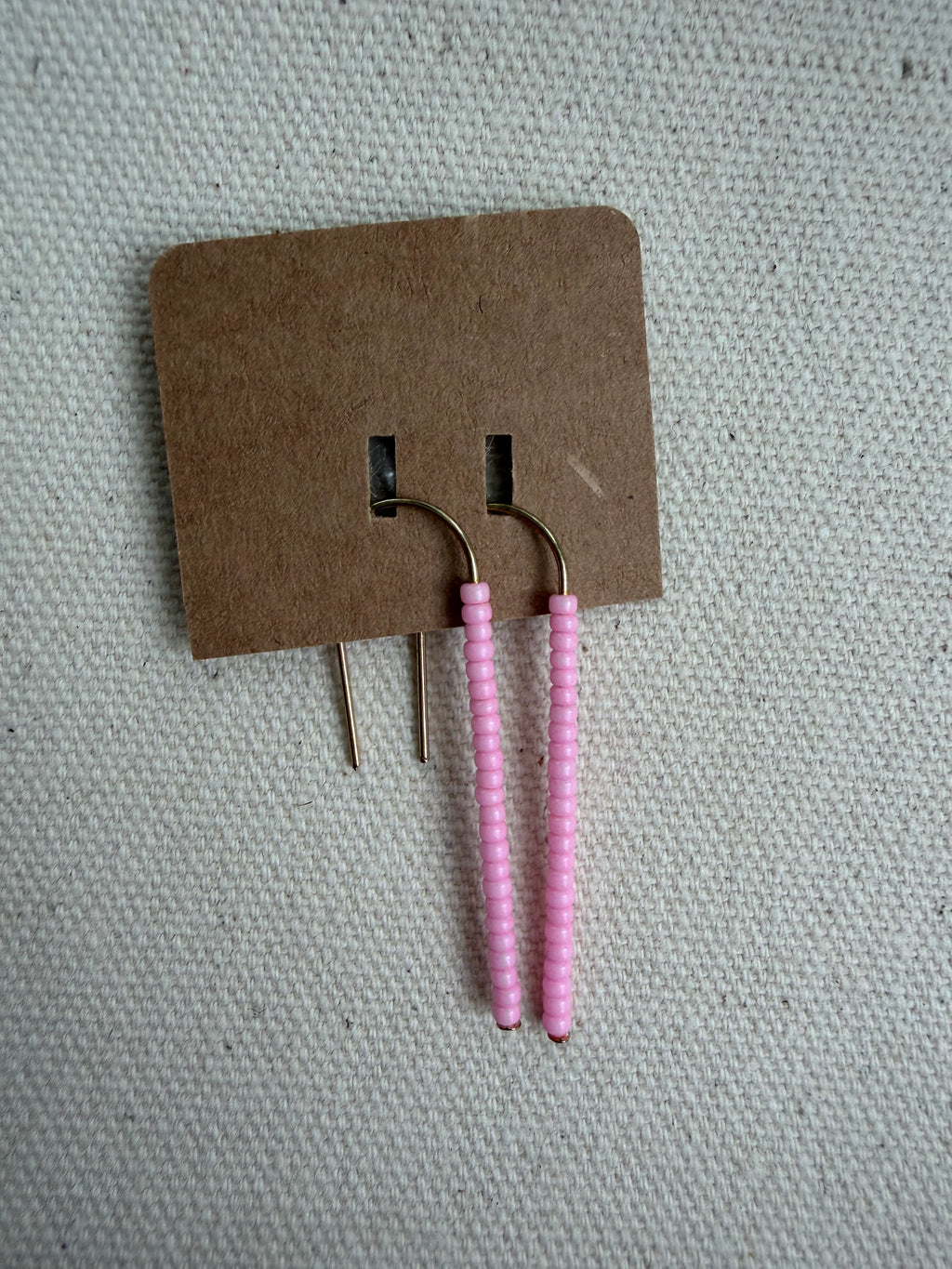 Seed Bead Threader Earrings — Blush