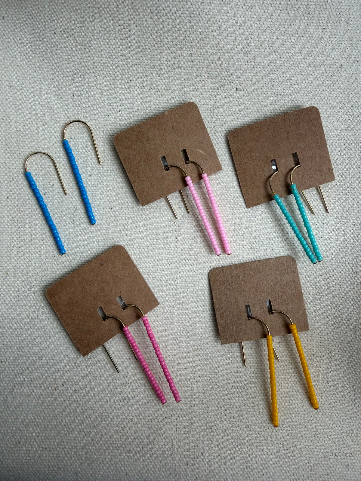 Seed Bead Threader Earrings — Blush