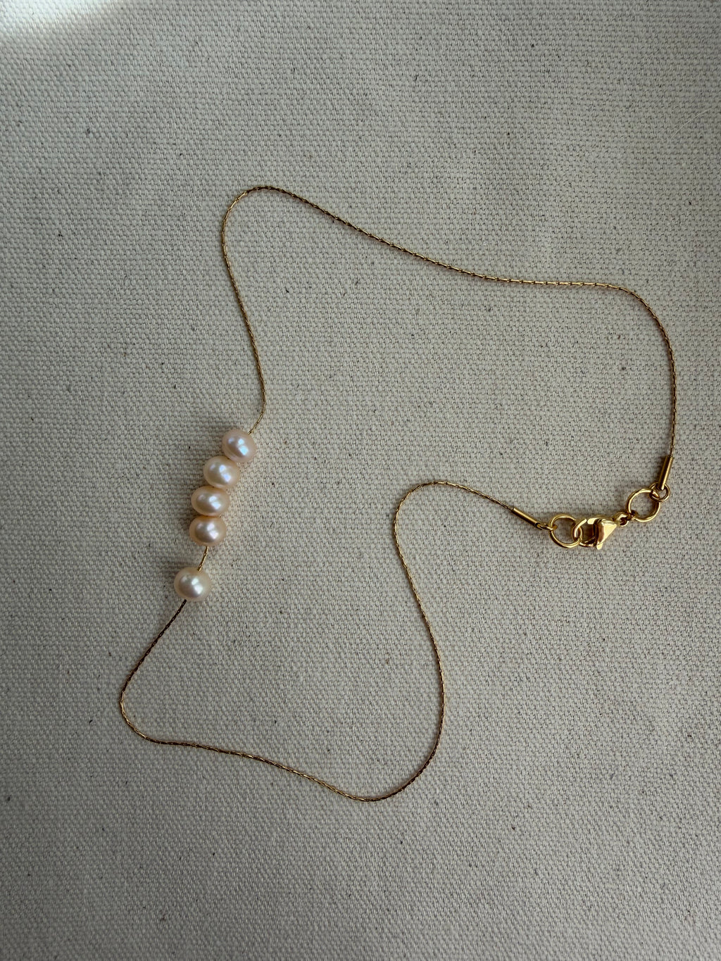 Blush Pearl Cluster Necklace — Waterproof Chain