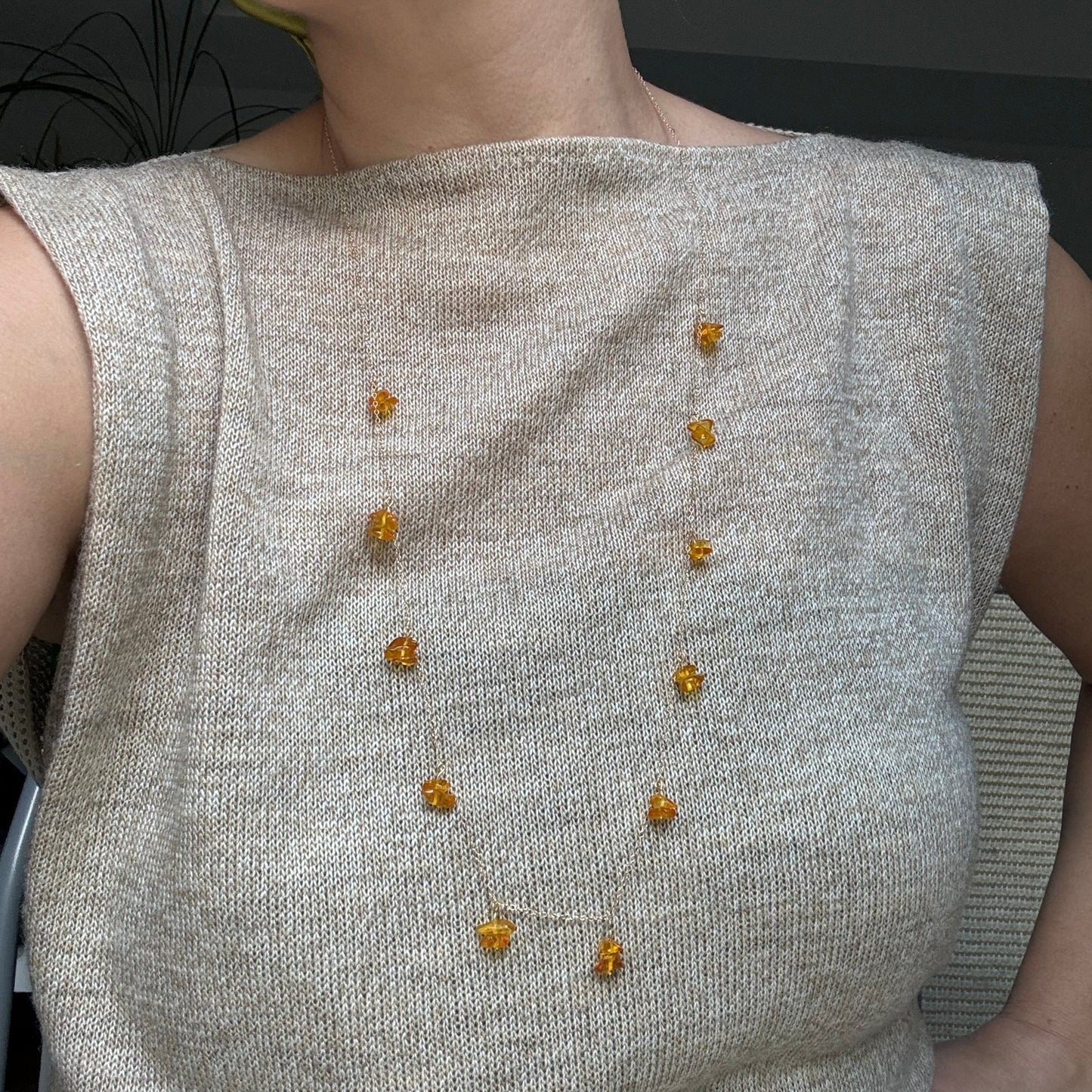 Nereid long necklace - amber