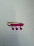 Magenta Crochet Safety Pin Earrings — Stone Drops