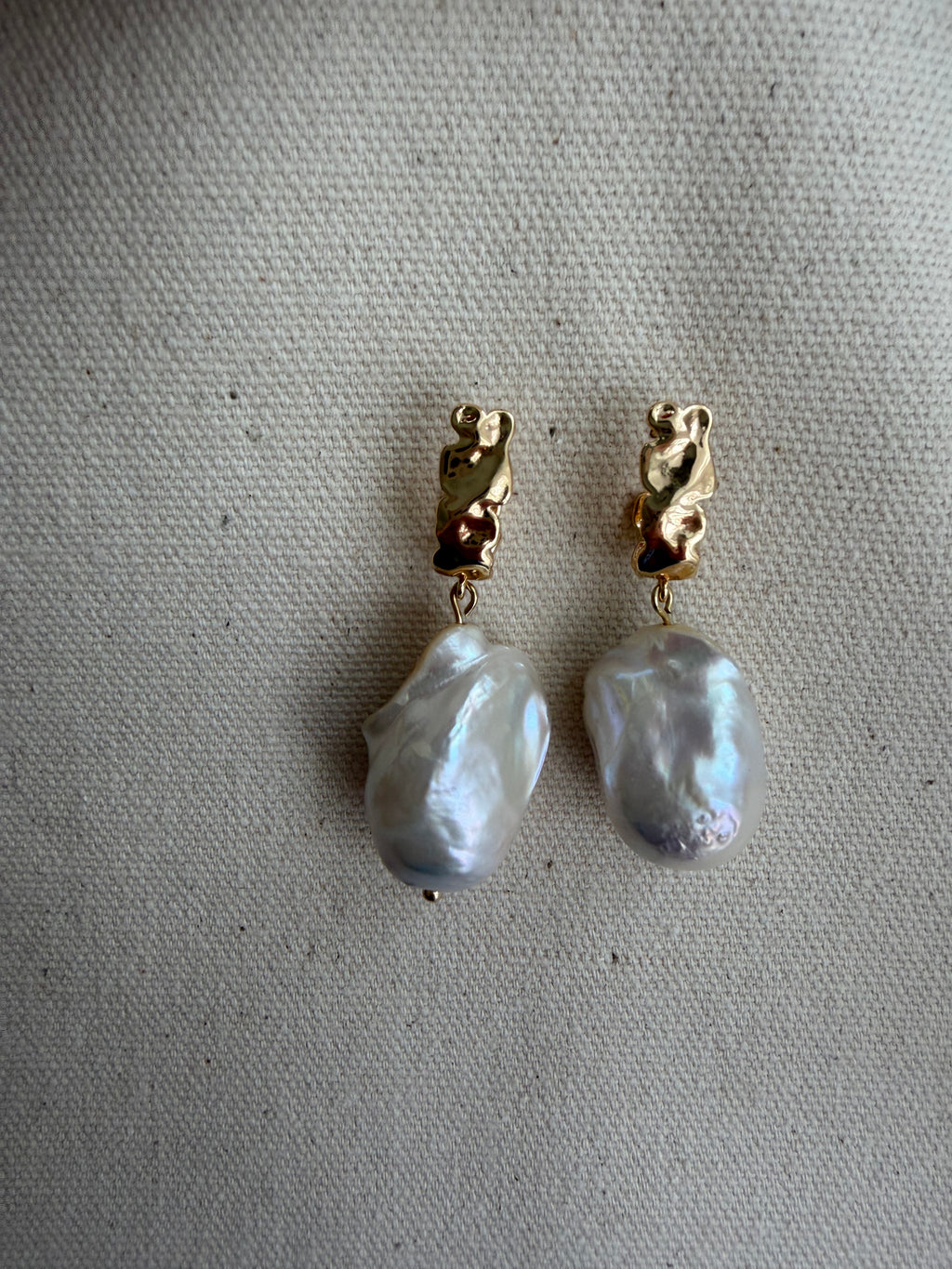 Baroque Pearl Huggie Drop Earrings