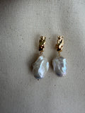 Baroque Pearl Huggie Drop Earrings