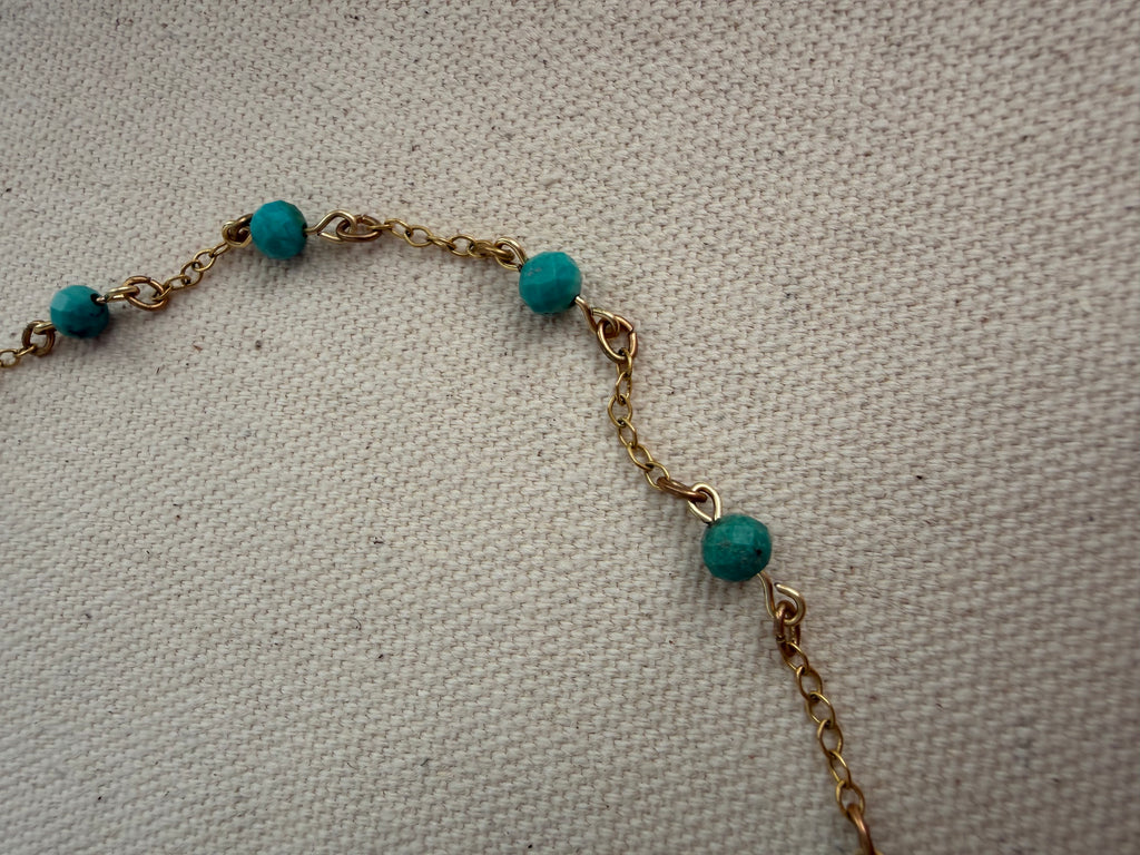 Turquoise Station Necklace — Gold Plated Chain