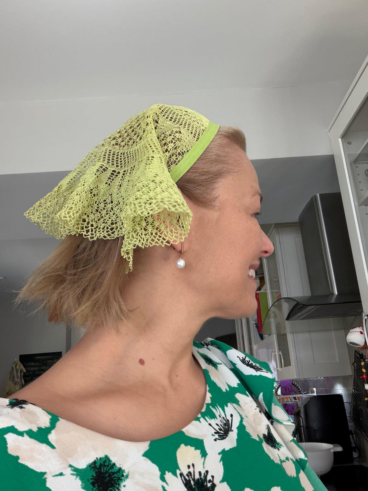 Sage Knit Lace Hair Kerchief