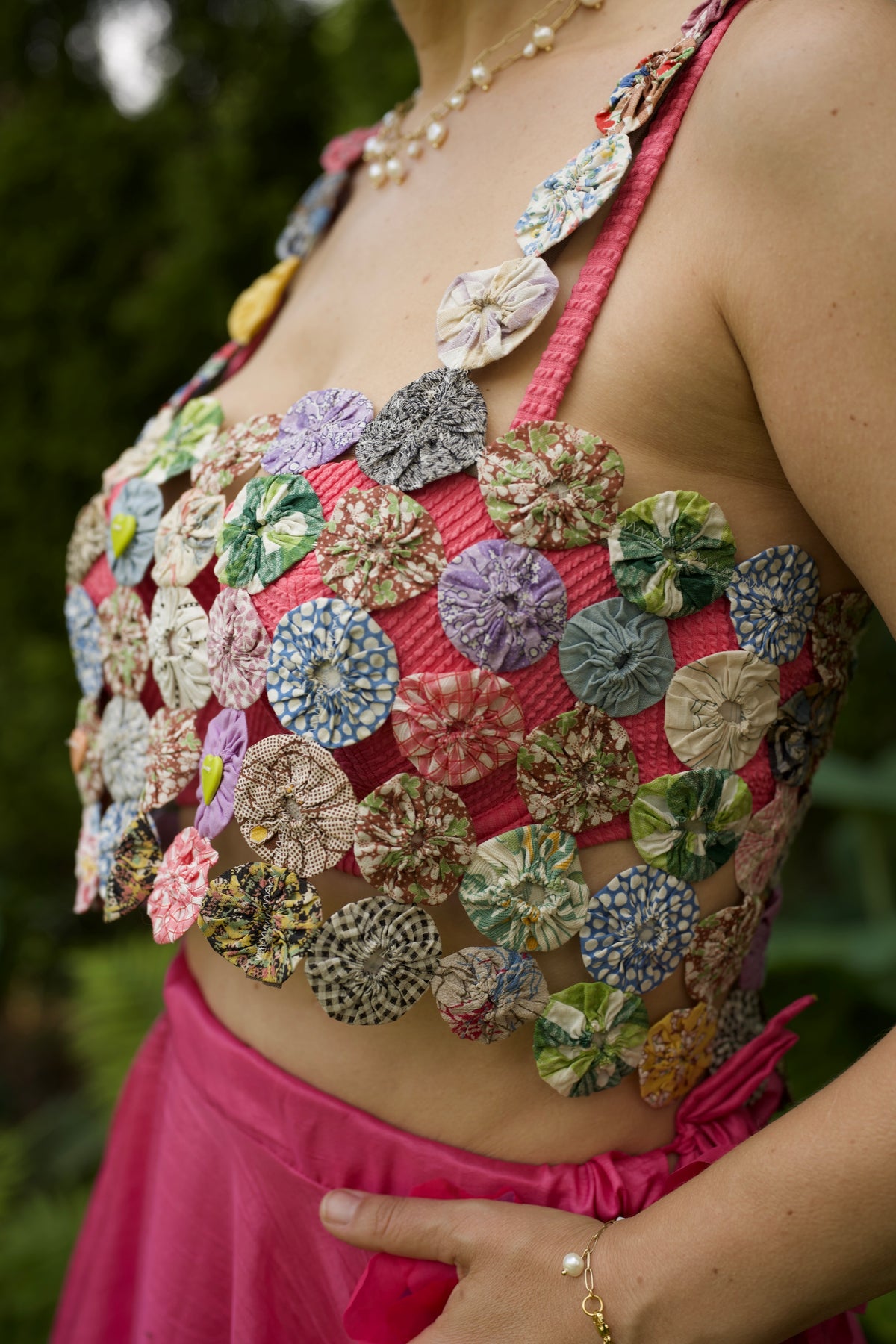 Vintage Yo-Yo Quilt Crop Top