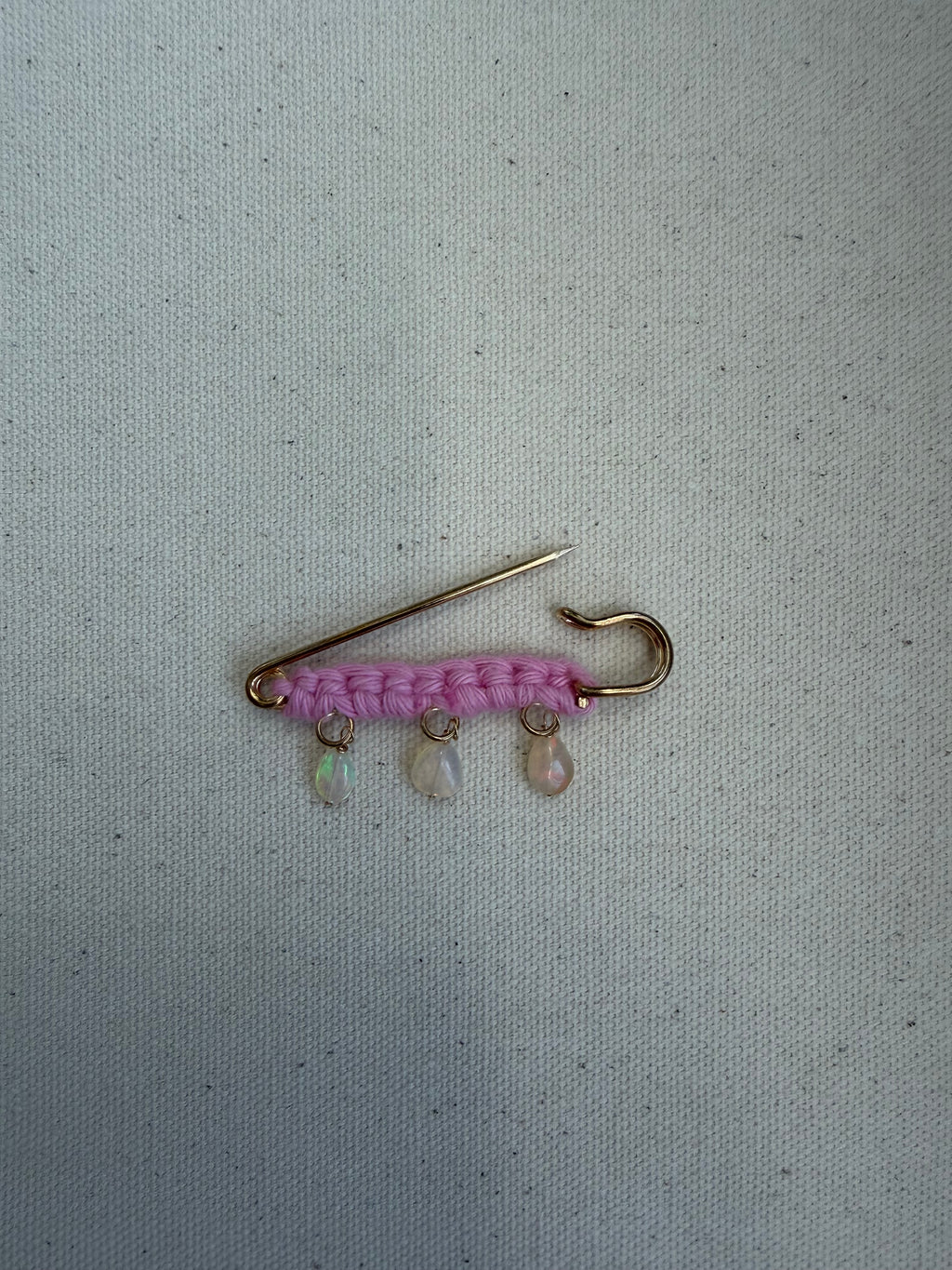 Blush Crochet Safety Pin Earrings — Ethiopian Opal
