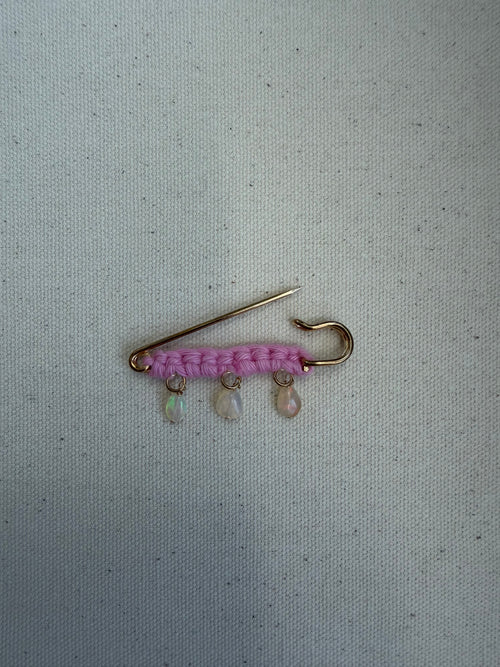 Blush Crochet Safety Pin Earrings — Ethiopian Opal