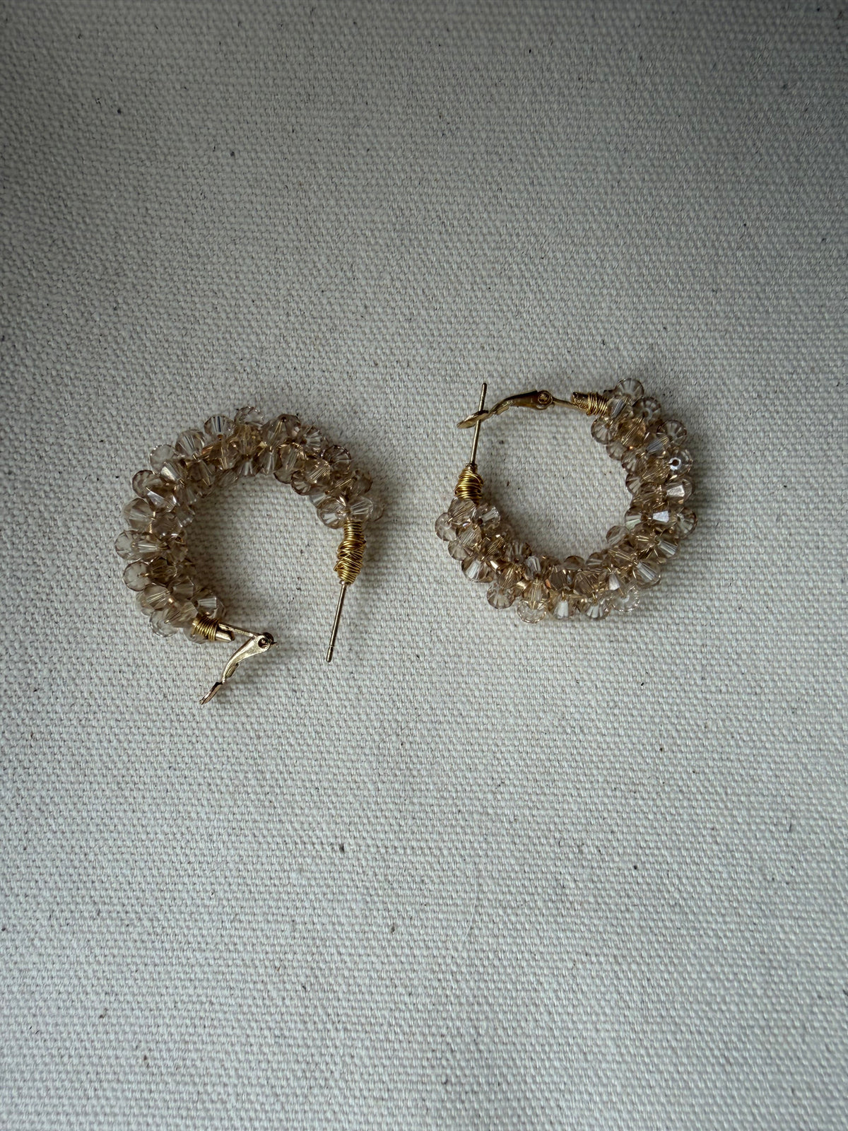 Swarovski Crystal Hoop Earrings — Champagne