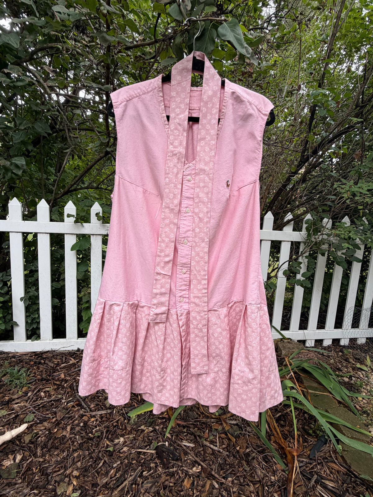 Upcycled Shirt Dress with Ruffle Hem - Made to Order