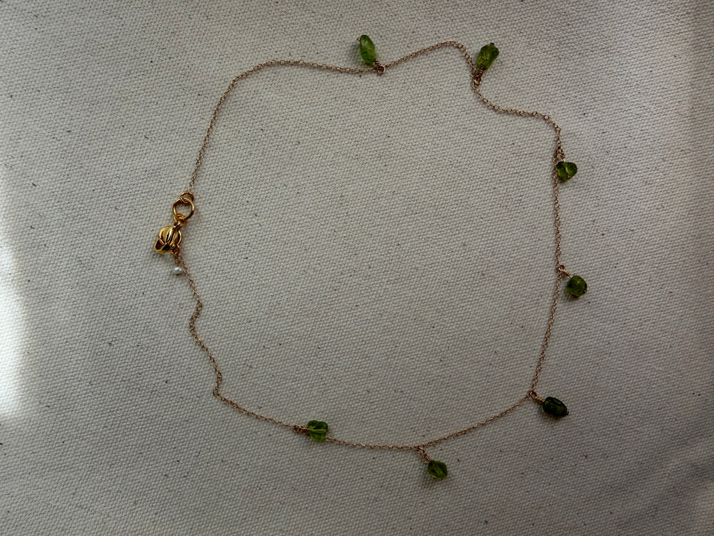 Peridot Drop Necklace — Gold Filled Chain