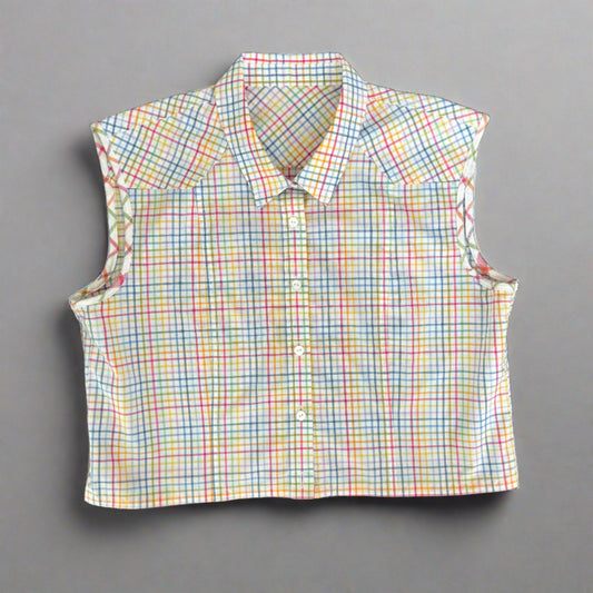 Dress shirt crop top - summer plaid