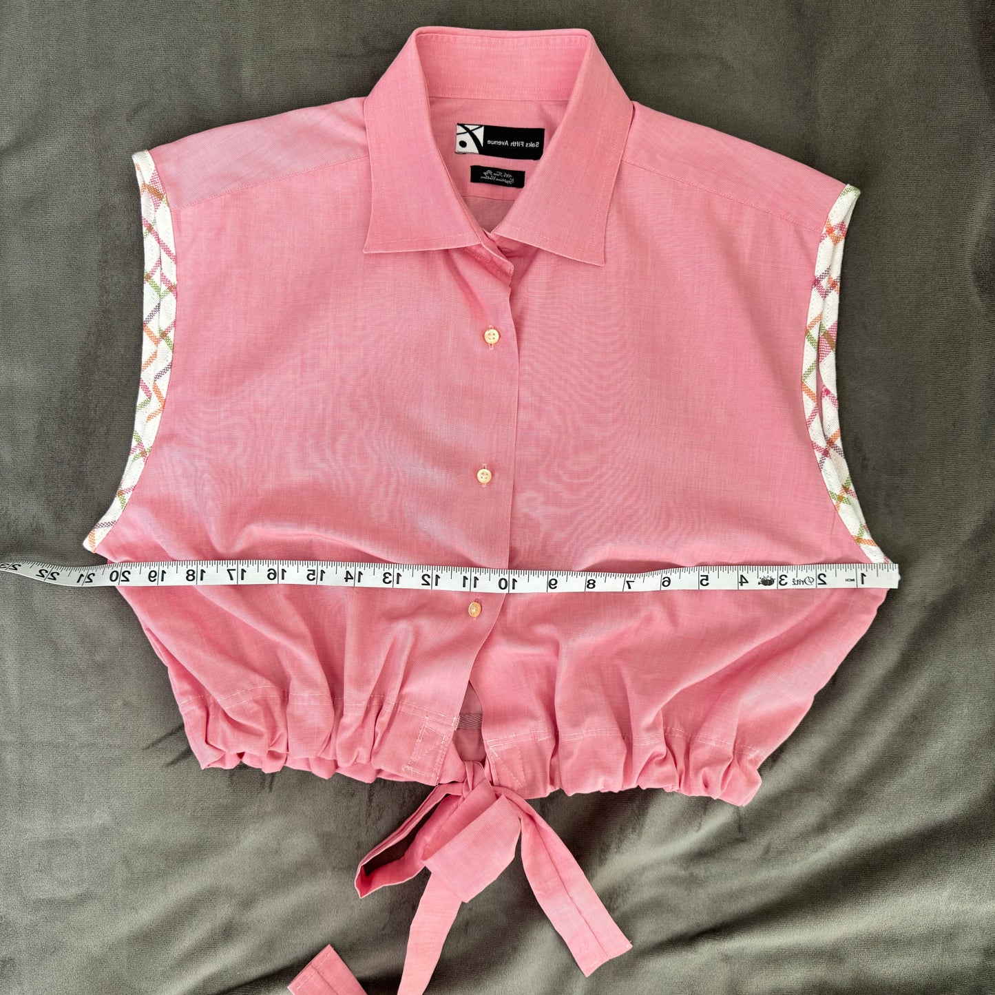 Dress shirt crop top - pink with tie