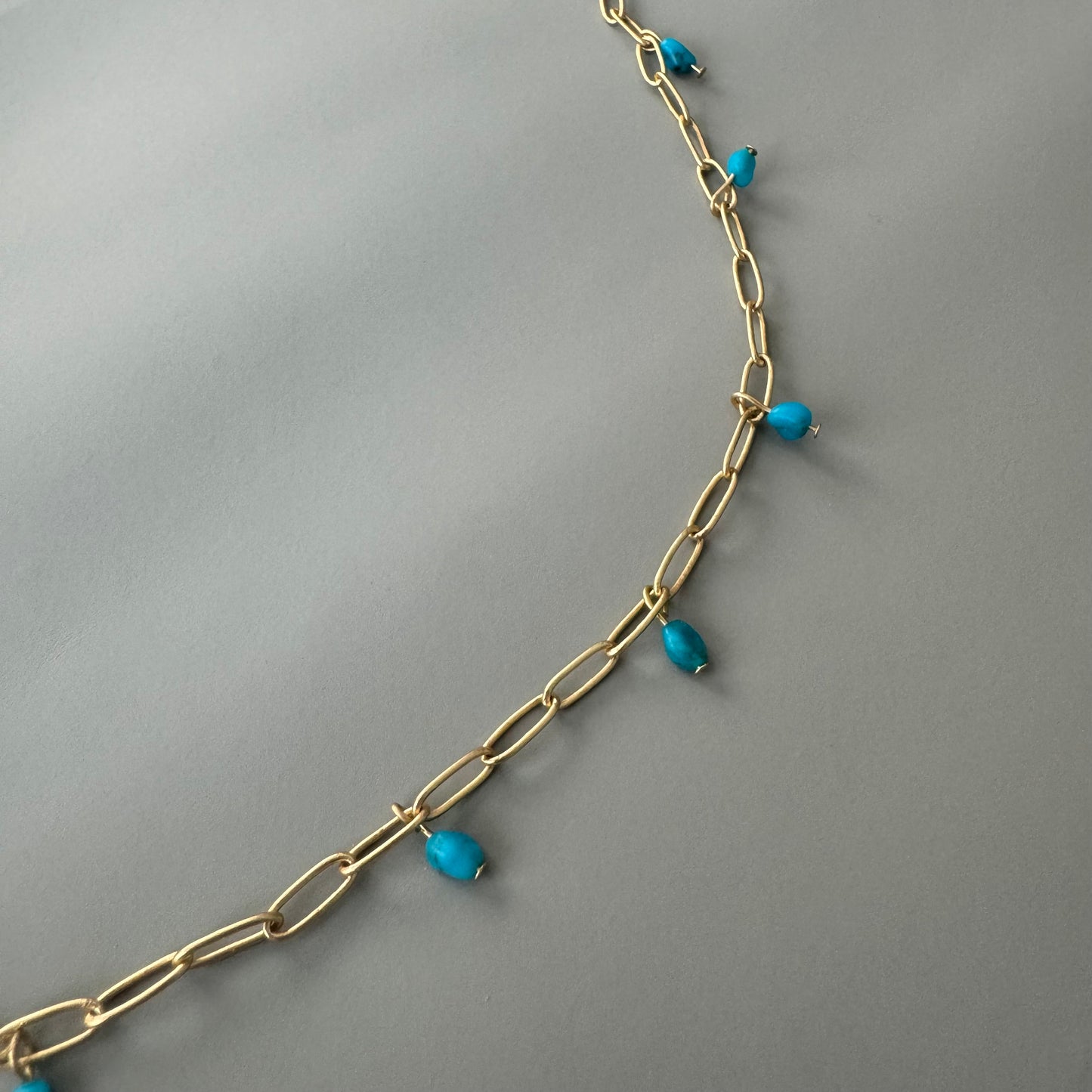 Magda Paperclip Necklace - Turquoise