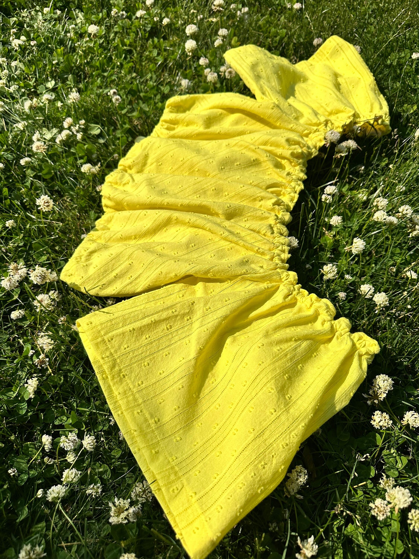 Vintage cotton bright yellow textured peasant crop top