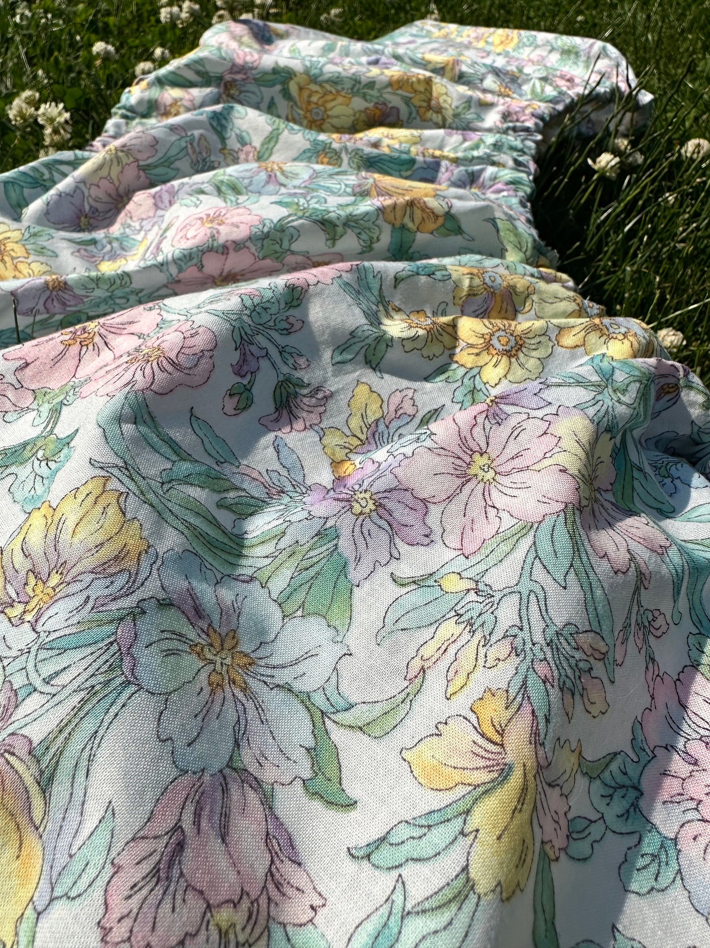Vintage cotton floral print peasant crop top